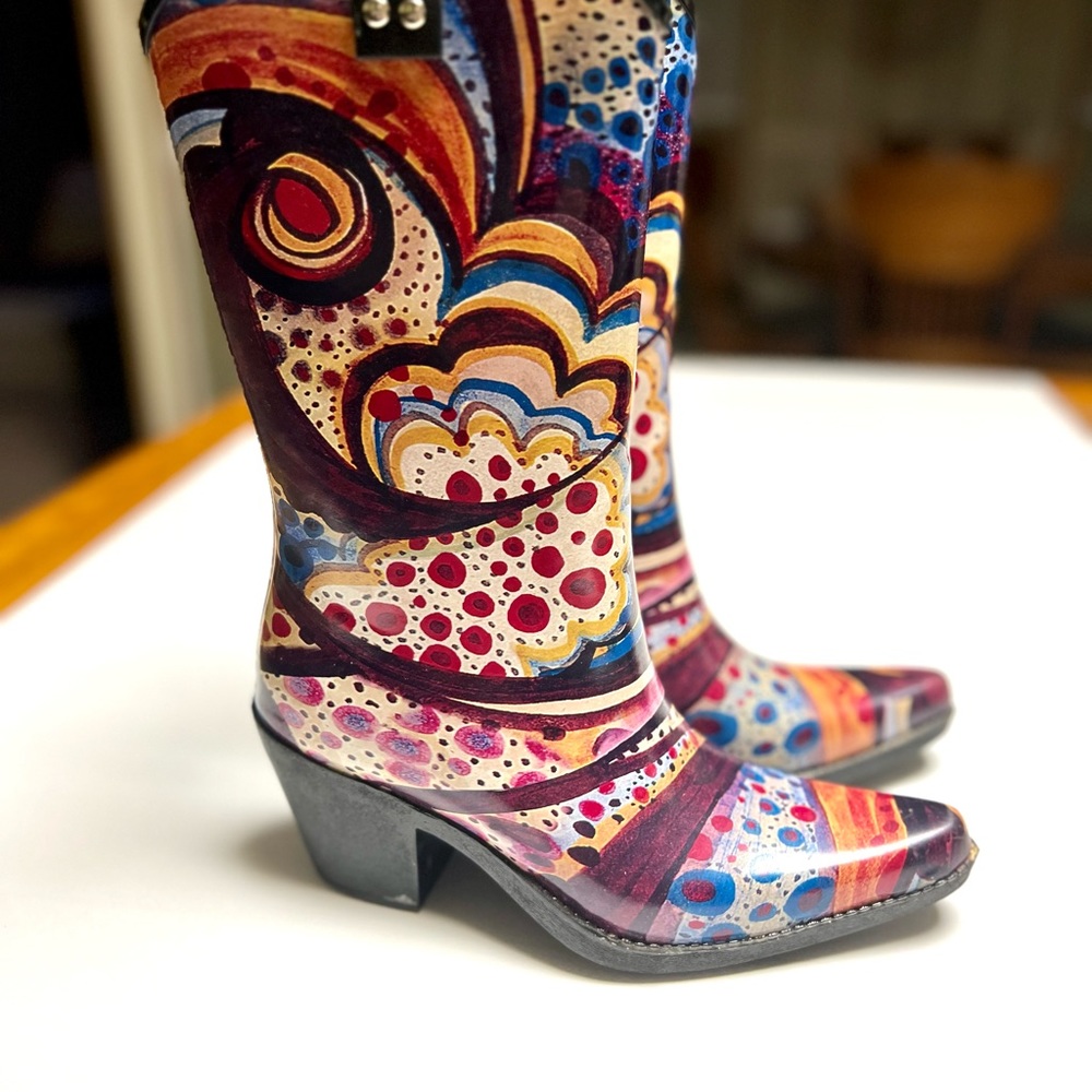 Multicolor Patterned Women's Heeled Boots